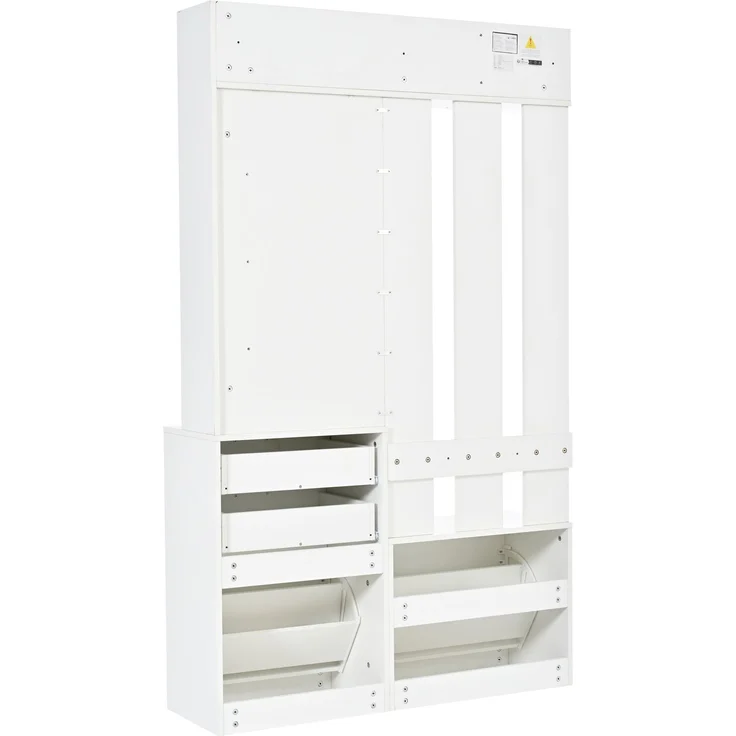 DESVIAE Garderobenschrank Weiß aus MDF – 110x185x34 cm – Spiegel, 2 Schuhschränke – Bild 8