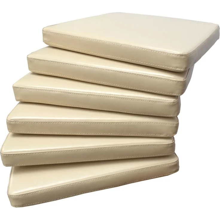 SEDEX 6x Sitzpolster Larissa Kunstleder Beige für Rattan und Loomstühle – Bild 1