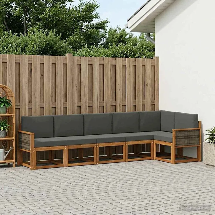 vidaXL Outdoor-Sofagarnitur 6 stk. 6-Sitzer Natur und Anthrazit 3385248