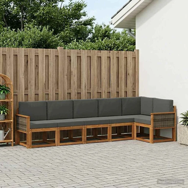 vidaXL Outdoor-Sofagarnitur 6 stk. 6-Sitzer Natur und Anthrazit 3385248 – Bild 1