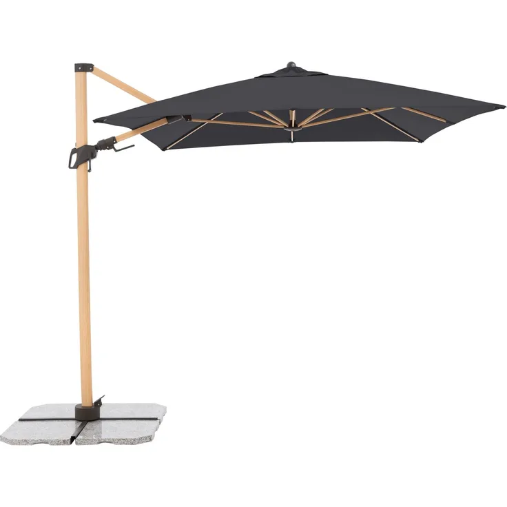 Doppler Sonnenschirm / Ampelschirm "Alu Wood AX Ultra Pendelschirm 300 x 220", inkl. Standkreuz, anthrazit, 300 x 220 cm