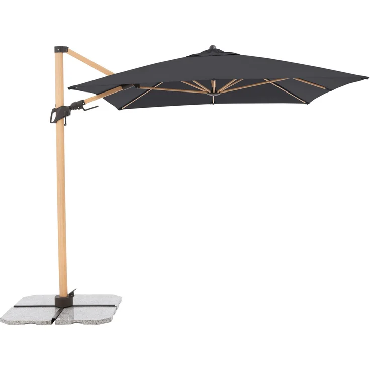 Doppler Sonnenschirm / Ampelschirm "Alu Wood AX Ultra Pendelschirm 300 x 220", inkl. Standkreuz, anthrazit, 300 x 220 cm – Bild 1