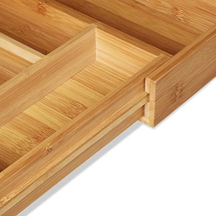 Excellent Houseware ausziehbare Besteckablage Bambus – Bild 7