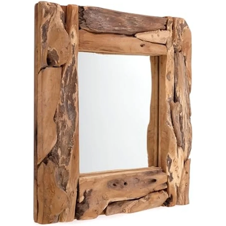 DESIGN DELIGHTS Wandspiegel WURZELHOLZ SPIEGEL "BEACHSIDE", 50x50 cm, Holzrahmen, Wandspiegel – Bild 1