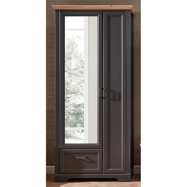 Garderobenschrank >Jasmin< in Graphit - 93x204x41cm (BxHxT)
