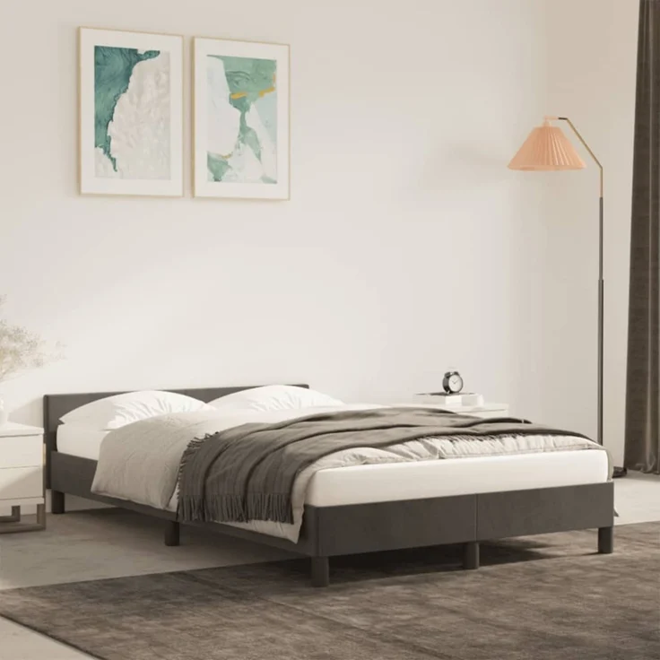 vidaXL Bettgestell ohne Matratze Dunkelgrau 120x190 cm Samt 379548 – Bild 5