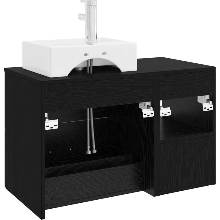 vidaXL Badezimmerschrank-Set 2 stk. Schwarz Eichen-Optik 3403889 – Bild 6