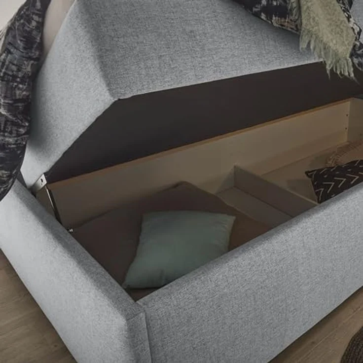 Stella Trading ARTOS 6 Boxbett 180x200 mit Bettkasten, Silber - Bequemes Doppelbett mit Kaltschaum Topper - 203 x 123 x 213 cm (B/H/T), (56-U22-89x) – Bild 5