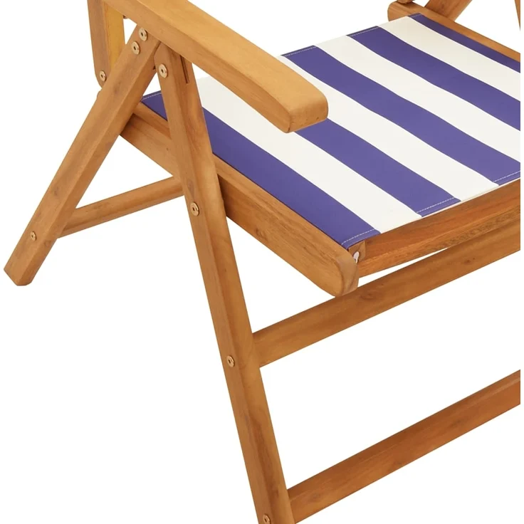 vidaXL Gartenstühle Verstellbar 8 Stk. Blau Weiß Stoff und Massivholz 3214555 – Bild 7