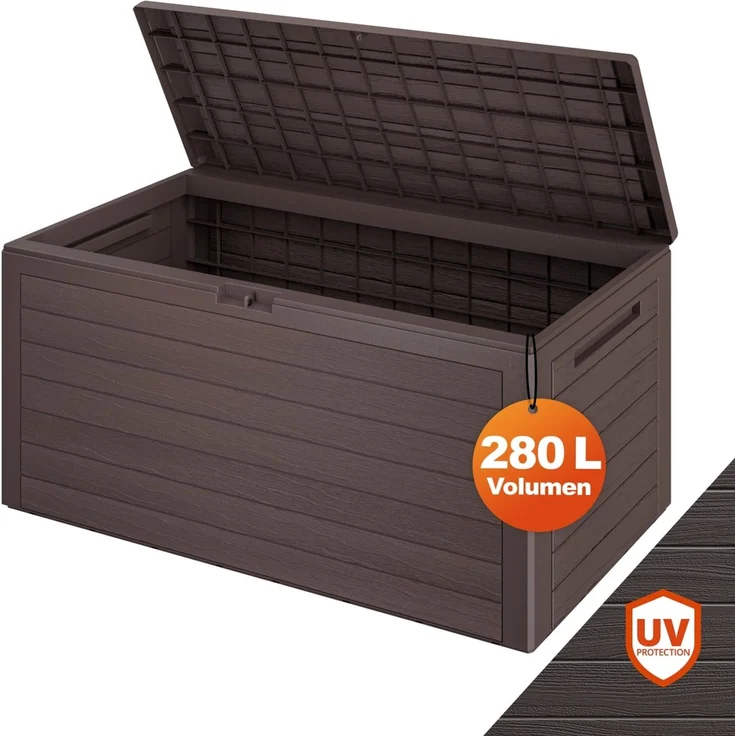 Casaria Auflagenbox Kissenbox Aufbewahrungsbox Woody Holzoptik Braun – Bild 1