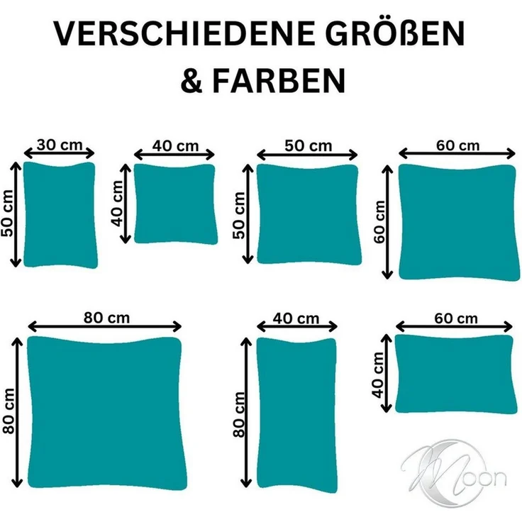 MOON Kissenbezug / Seitenschläferkissenbezug, 2er Pack, 100% Baumwolle, Linon, Petrol, 30x50 – Bild 2