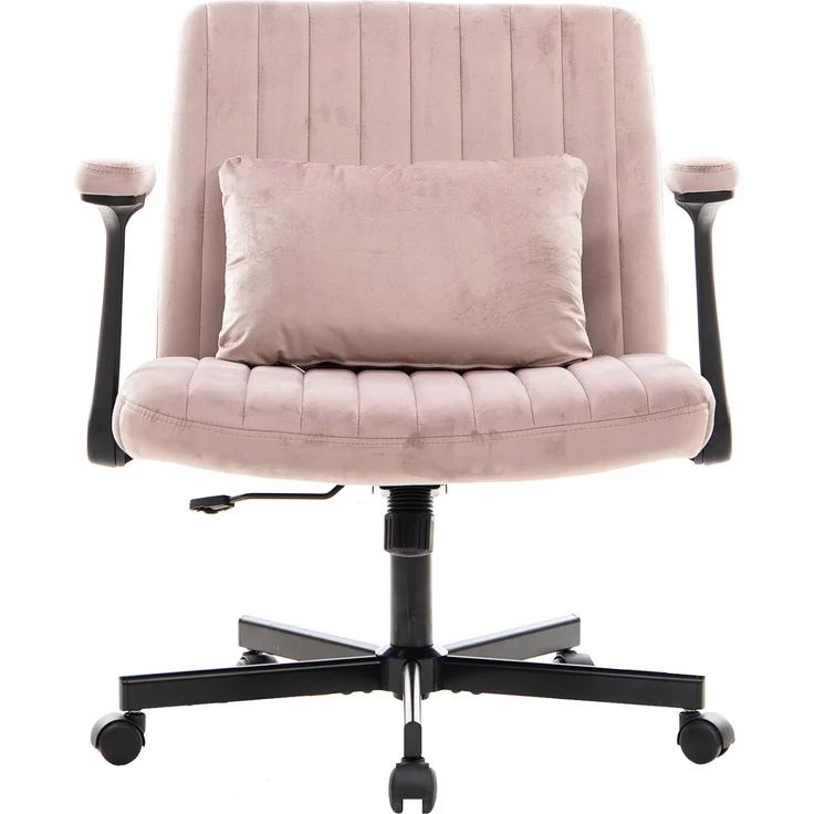 Bürostuhl mit Stoffbezug, klappbaren Armlehnen und leisen Rollen, 21,5x25,2x33 cm, Rosa – Bild 3