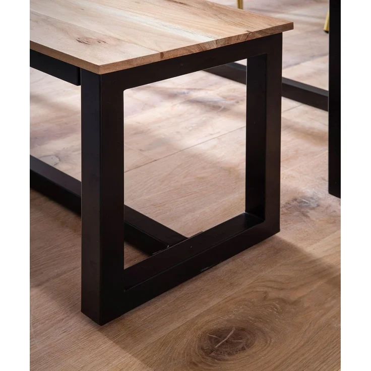 Esszimmerbank 120x40x45cm Akazie Massivholz Metall Loft-Style Industrial – Bild 6