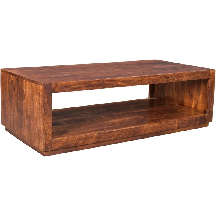 Couchtisch Akazie massiv 116x57 cm braun massivum Milburn rechteckig mit Ablage Holz Wohnzimmertisch Holztisch Sofatisch