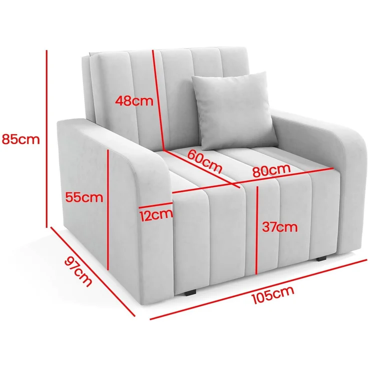 Sofasessel BOSTON I mit Ziernähten, 1-Sitzer Schlafsofa, Jugendsofa mit Schlaffunktion, ausziehbare Couch mit Bettkasten - Kronos 14, 85 x 97 x 105 cm – Bild 5
