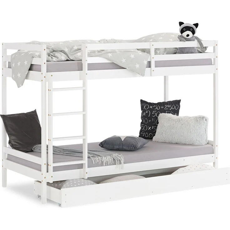 Homestyle4u Etagenbett mit Bettkasten, Kiefernholz weiß, 90x200 cm – Bild 1