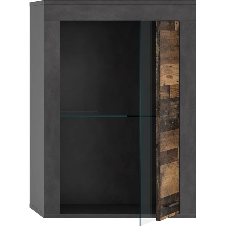 xonox. home Wohnen Jam X8BB4T40 Vitrine Glasvitrine Dekoschrank Glas-Kommode in Old Wood/Matera Nachbildung, ca. B/H/T: 60 x 86 x 35 cm – Bild 1