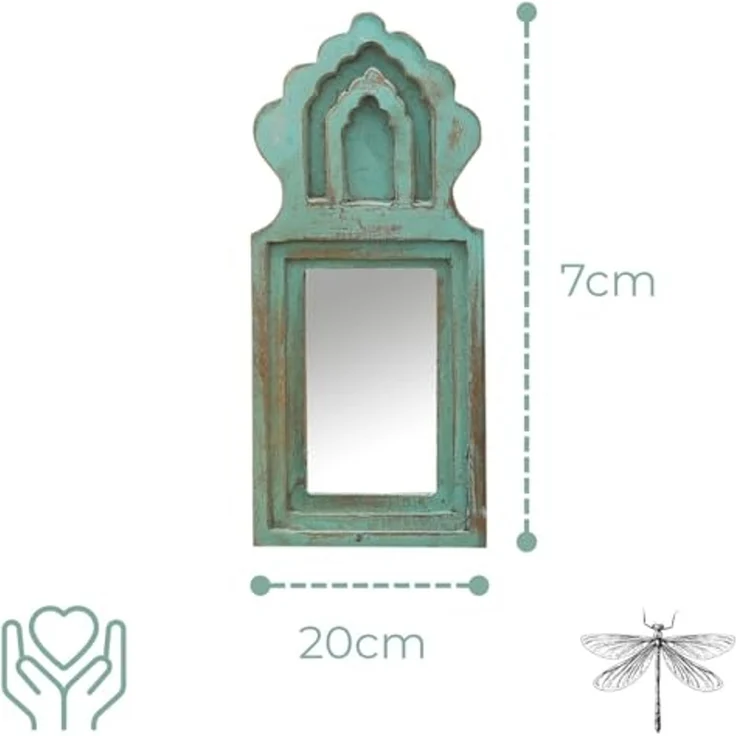 Marrakesch Orient & Mediterran Interior Schminkspiegel 2er Set Wandspiegel Mukana Türkis H 22cm × B 10cm × T 3cm, Boho (2-St), Handarbeit – Bild 3