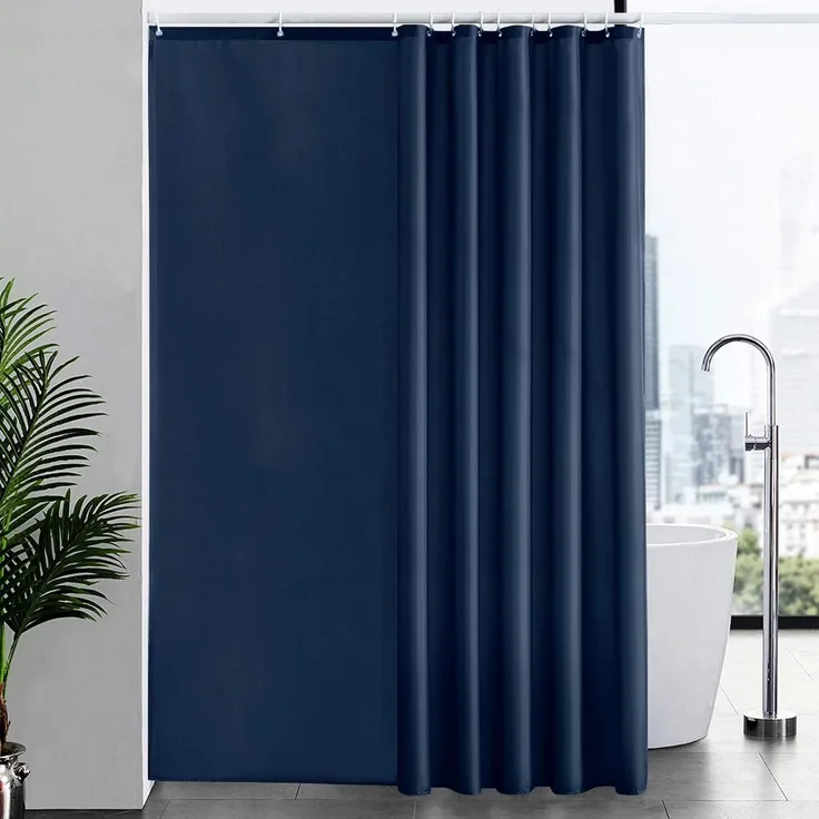 Duschvorhang Überlänge Anti-schimmel Dunkelblau 200x240cm mit 12 Haken