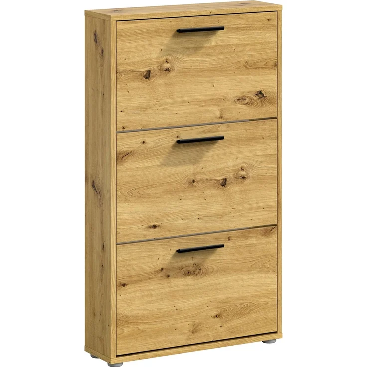 Carryhome 'SAM' Schuhkipper, Holznachbildung Eiche Artisan, 59 x 103 x 17 cm, mit 3 Klappen – Bild 1