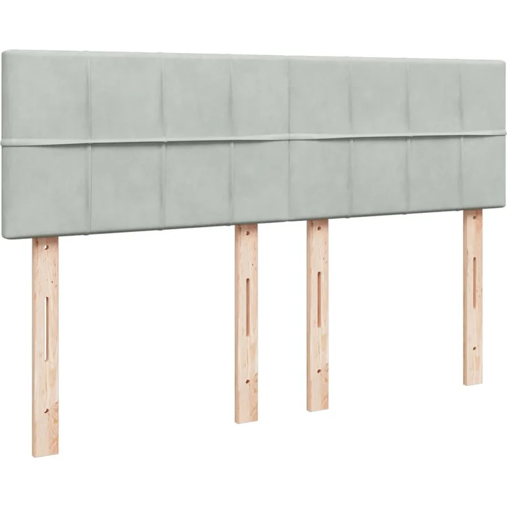 vidaXL Boxspringbett mit Matratze Hellgrau 140x200 cm Samt 3287758 – Bild 5