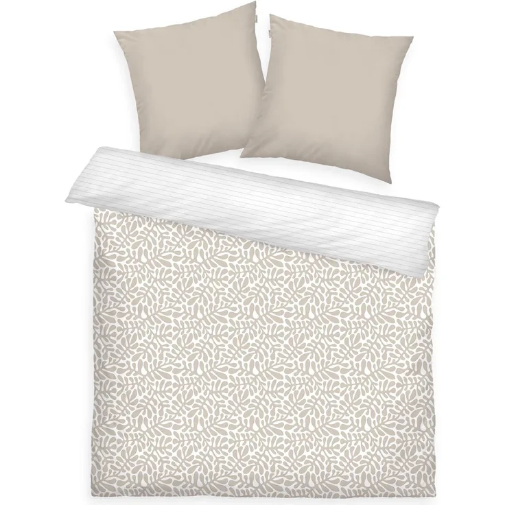 TOM TAILOR HOME Bettwäsche ORGANIC LEAVES in Gr. 135x200cm, 155x220cm oder 200x220cm, Renforcé, 3 teilig, new bedroom, mit farbigem Markenreißverschluss