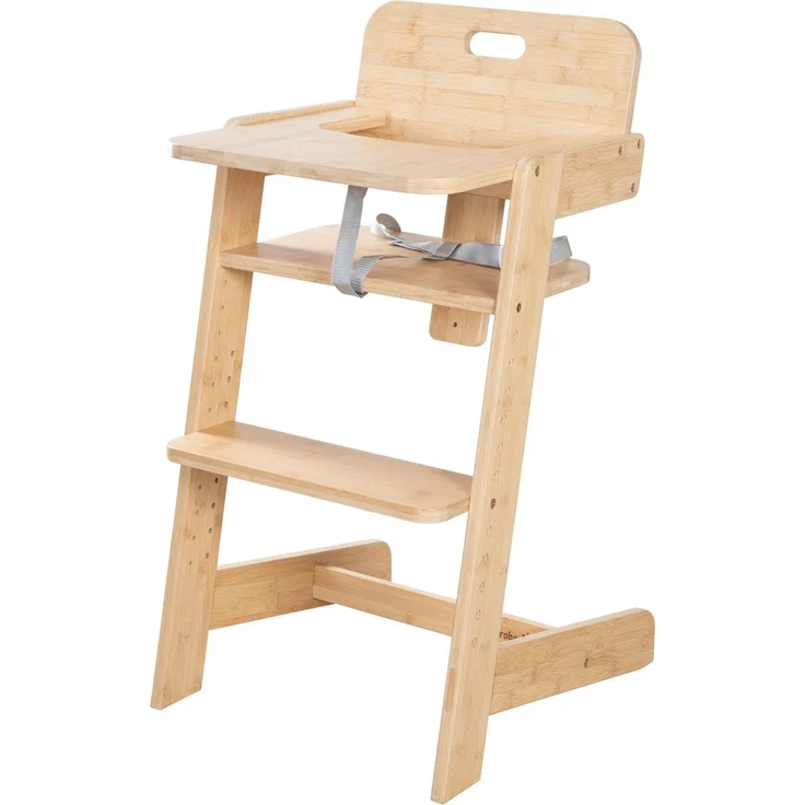 roba Babyhochstuhl Nature Up - Hochstuhl aus FSC®-zertifiziertem Bambus Holz - Mitwachsend mit abnehmbarem Essbrett - 3-Punkt-Gurt - Bis 70 kg belastbar - Natur – Bild 1