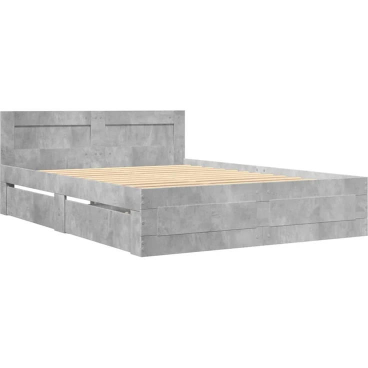 vidaXL Bettgestell mit Kopfteil Betongrau 140x200 cm Holzwerkstoff 3295565 – Bild 2