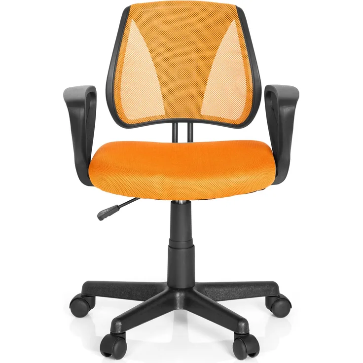 hjh OFFICE 725107 Kinder- und Jugenddrehstuhl KIDDY CD Netzstoff Orange höhenverstellbarer Schreibtischstuhl mit Armlehnen