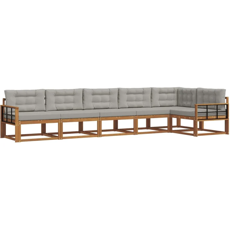 vidaXL Outdoor-Sofagarnitur 6 stk. 6-Sitzer Natur und Hellgrau 3367659 – Bild 2