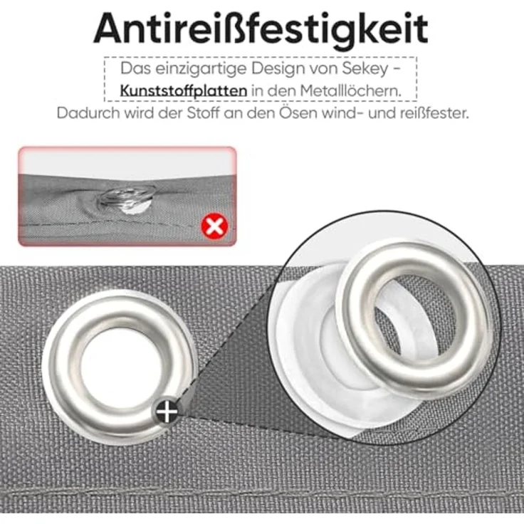 Sekey Balkon Sichtschutz Balkonabdeckung Balkonverkleidung blickdichte Wind- und UV-Schutz, 100% Privatsphäre, mit Ösen, Nylon Kabelbinder und Kordel, Hellgrau 1. 2×6m – Bild 2