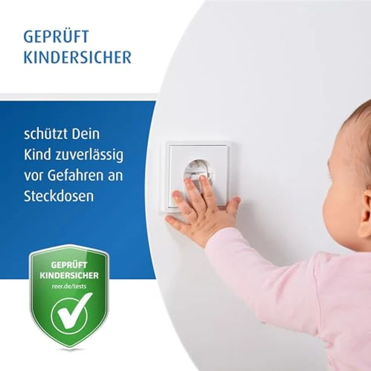reer Steckdosen-Kappe mit Schlüssel, 6+1 Stück, weiß, das Original vom Erfinder des Steckdosen-Schutz – Bild 4