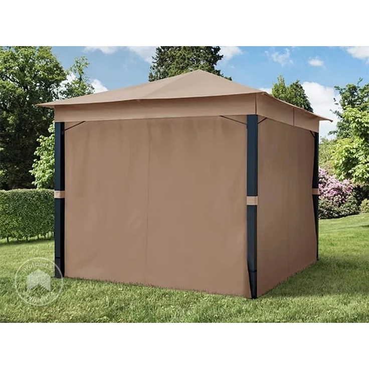Gartenpavillon 3x3 m ALU PREMIUM ca. 220g/m² Dachplane wasserdicht Pavillon - 4 Seitenteile Gartenzelt taupe ca. 9x9 cm Profil – Bild 3