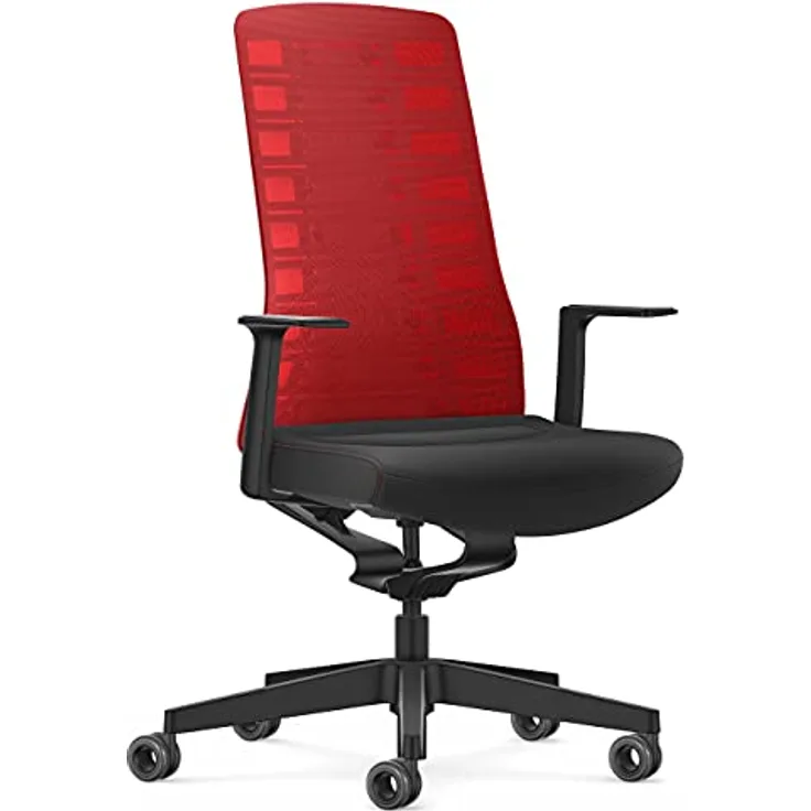 Interstuhl Bürostuhl Pure Active Edition, ergonomischer Drehstuhl mit Smart-Spring Technologie, 1D-Armlehne, Rot | Schwarz, Made in Germany