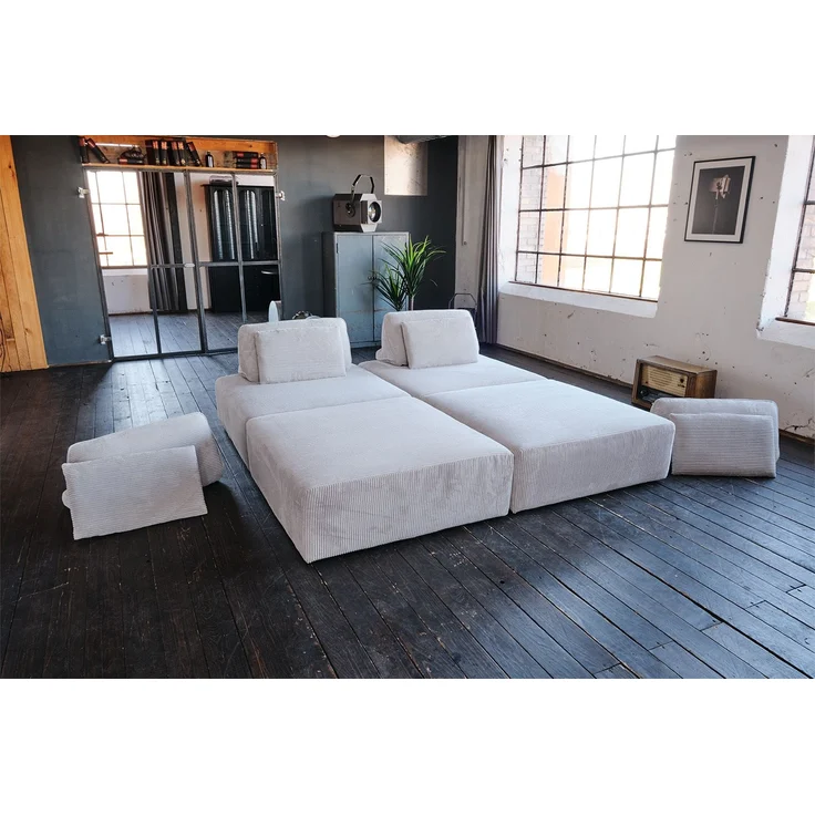 KAWOLA Modulsofa WIOLO SOFT 4 Module 4 Rückenkissen Cord hellgrau 84 x 222 x 333 cm – Bild 6