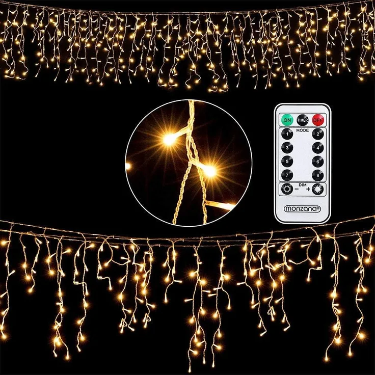monzana Lichterkette Deuba, Regenlichterkette Fernbedienung 20 m 600 LED warmweiß
