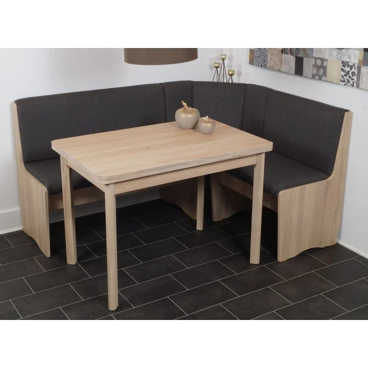 MSZ Design Eckbank Eckbankgruppe DUISBURG mit 4-Fußtisch ausziehbar Sonoma Eiche 125x89x89 cm – Bild 2