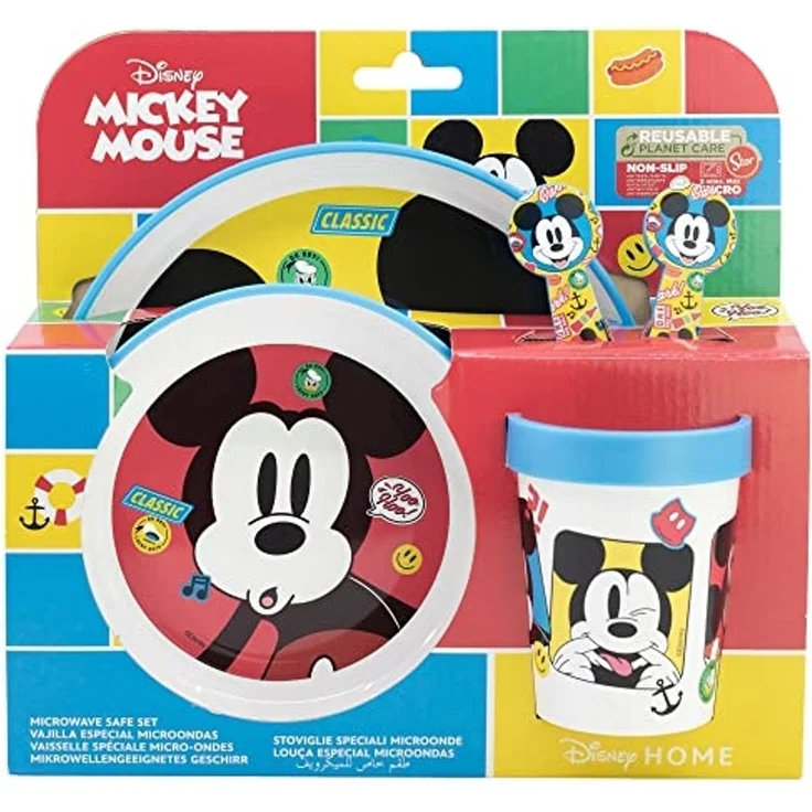 Disney Mickey Mouse Mikrowellengeeignet Kindergeschirr-Set – 5-teiliges Set mit Teller & Becher – Bild 2