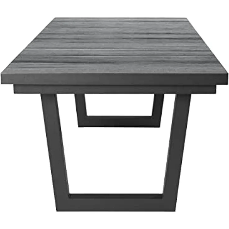 KERAMO Ausziehtisch 100x200, Platte Keramik Holzoptik dunkelgrau, Alu- Gestell V-Fuß, Synchronauszug – Bild 4