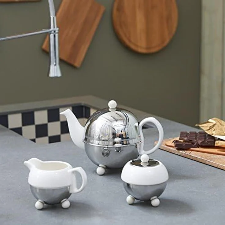 Bredemeijer Kanne Bredemeijer Keramik-Teekanne mit Edelstahlmantel Cosy® 0,9L crèmeweiβ, 900 l, (Packung) – Bild 7