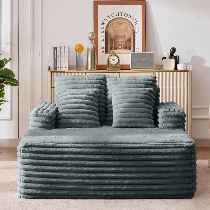 ZUBALIYA SchlafSofa mit breiten Armlehnen, ohne aufwendige Montage, für Wohnzimmer und Apartments, mit stabilem Untergestell – Bild 9