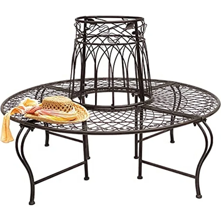 DanDiBo Rundbank Metall Wetterfest Braun Ø 130 cm Baumbank 96003 Gartenbank Parkbank Eisenbank