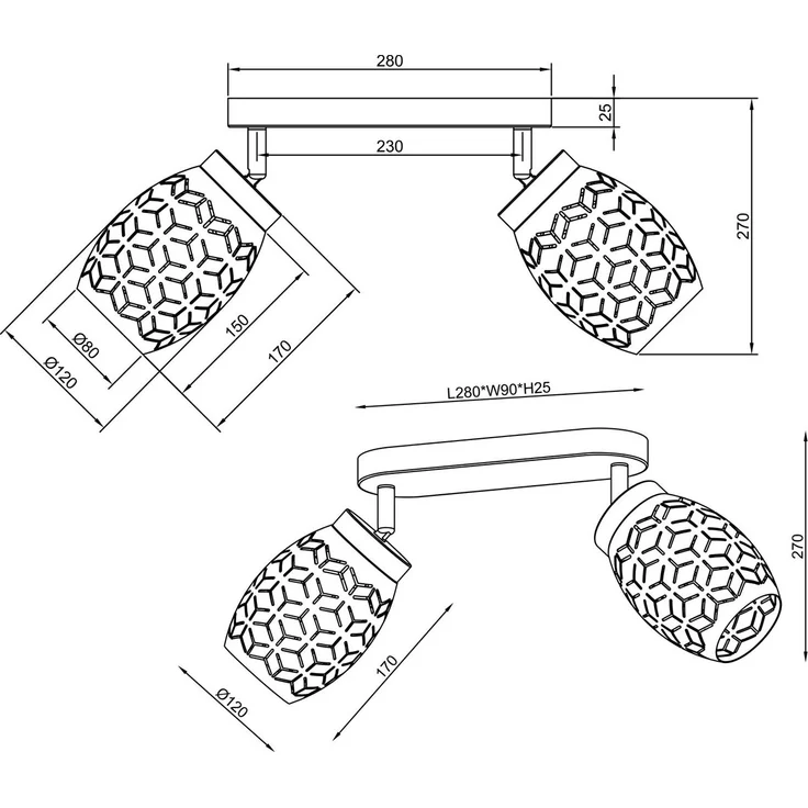 Reality Leuchten Spotbalken Bidar R81572065, Metall Coffee, exkl. 2x E14 – Bild 6