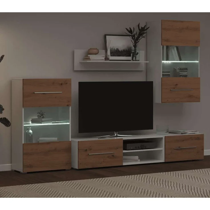 vidaXL 5-tlg. Wohnwand mit LED-Beleuchtung Artisan-Eiche Holzwerkstoff 3324234 – Bild 3