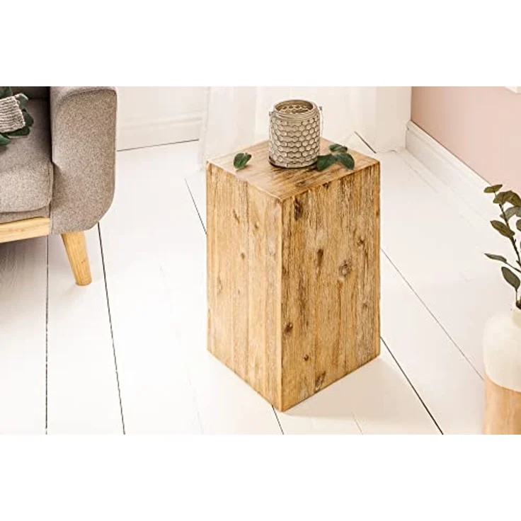 riess-ambiente Beistelltisch COLUMNA 50cm natur / teakgrau (Einzelartikel, 1-St), Wohnzimmer · Massivholz · Akazie · gekälkt · Deko-Blumensäule – Bild 3