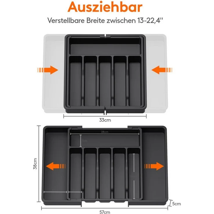 Lifewit Besteckeinsatz Besteckkasten für Schubladen, Verstellbarer Besteckhalter (1 St) – Bild 3