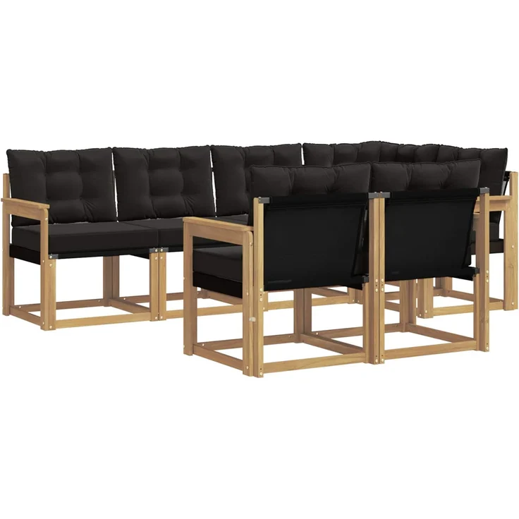 vidaXL Outdoor-Sofagarnitur 7 stk. 7-Sitzer Weiß und Schwarz 3389566 – Bild 2