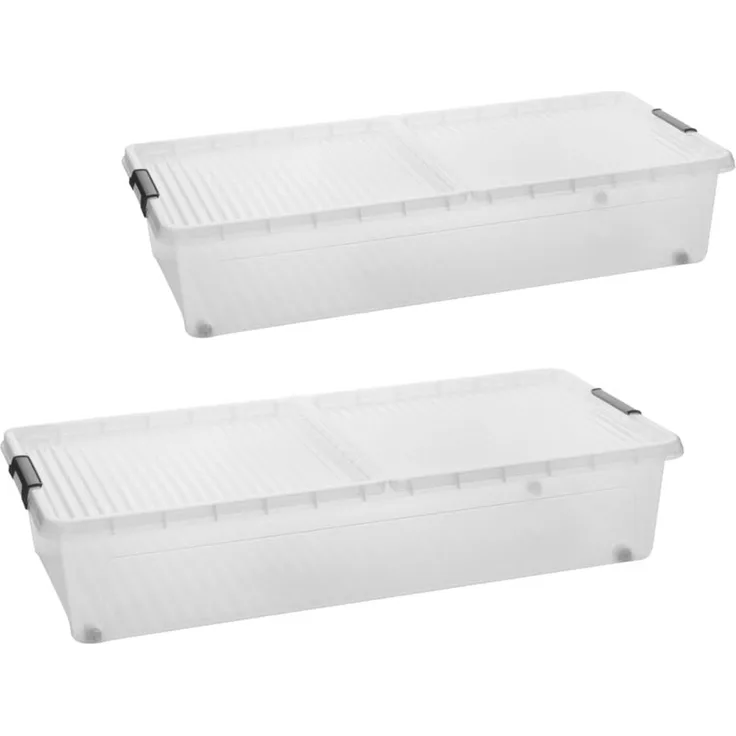 2friends Unterbettkommode 2Stk. Unterbett Kommode mit Rollen 32L transparent (2 St)