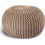 casamia Pouf Ø 55 o. 45 cm Sitzpouf Strickhocker Sitzpouf Bodenkissen nachhaltig Grobstrick Optik Größe ø 55 cm, Farbe beige