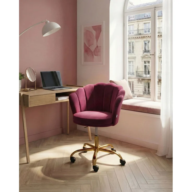 Schreibtischstuhl MONTICELLO Samtstoff Burgunderrot – Bild 3